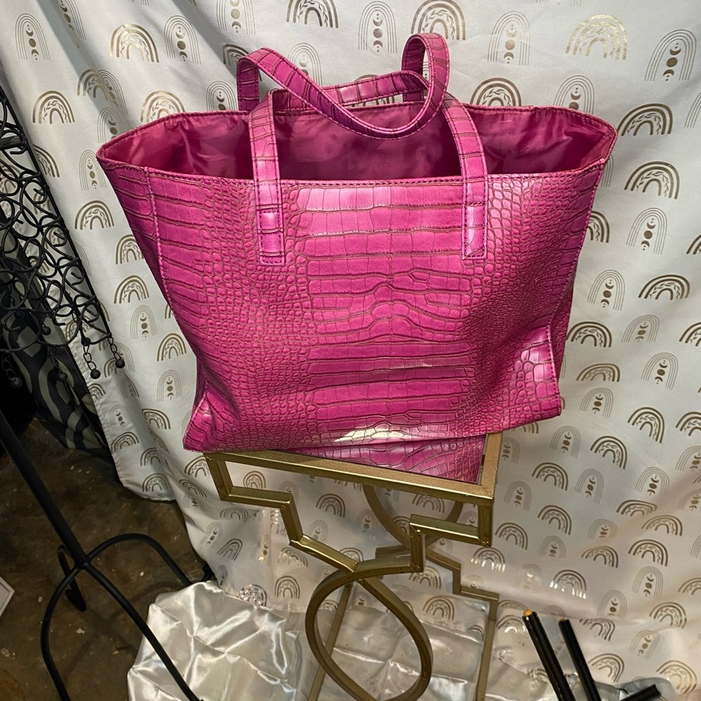 Luxurious Pink Embossed Tote Bag